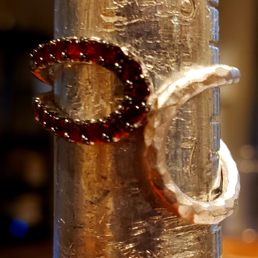 Gabriel and Co Sterling silver and garnet ring.